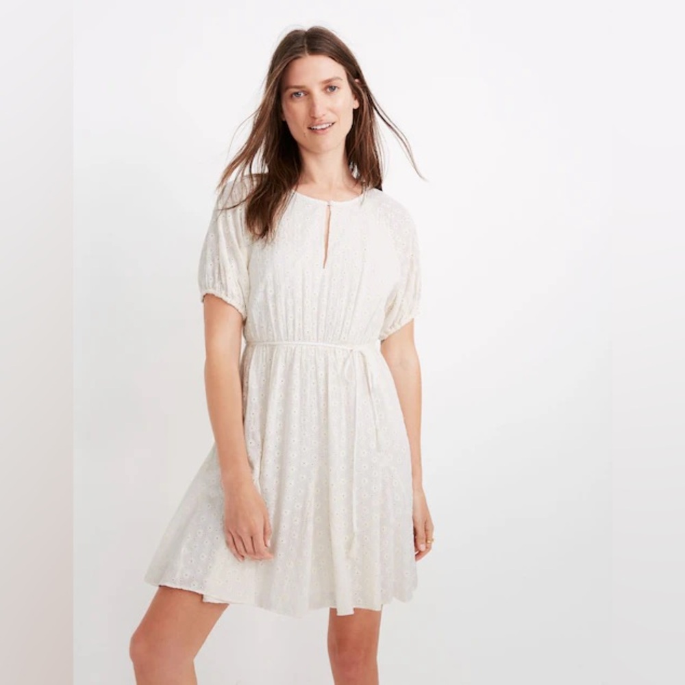Madewell Eyelet Tassel-tie mini dress